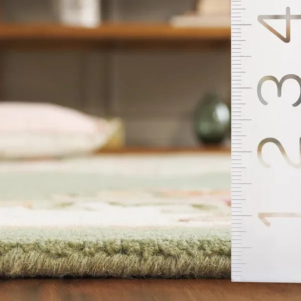 Aubusson Wool Rug in Green and Ivory - The Mayfair Hall
