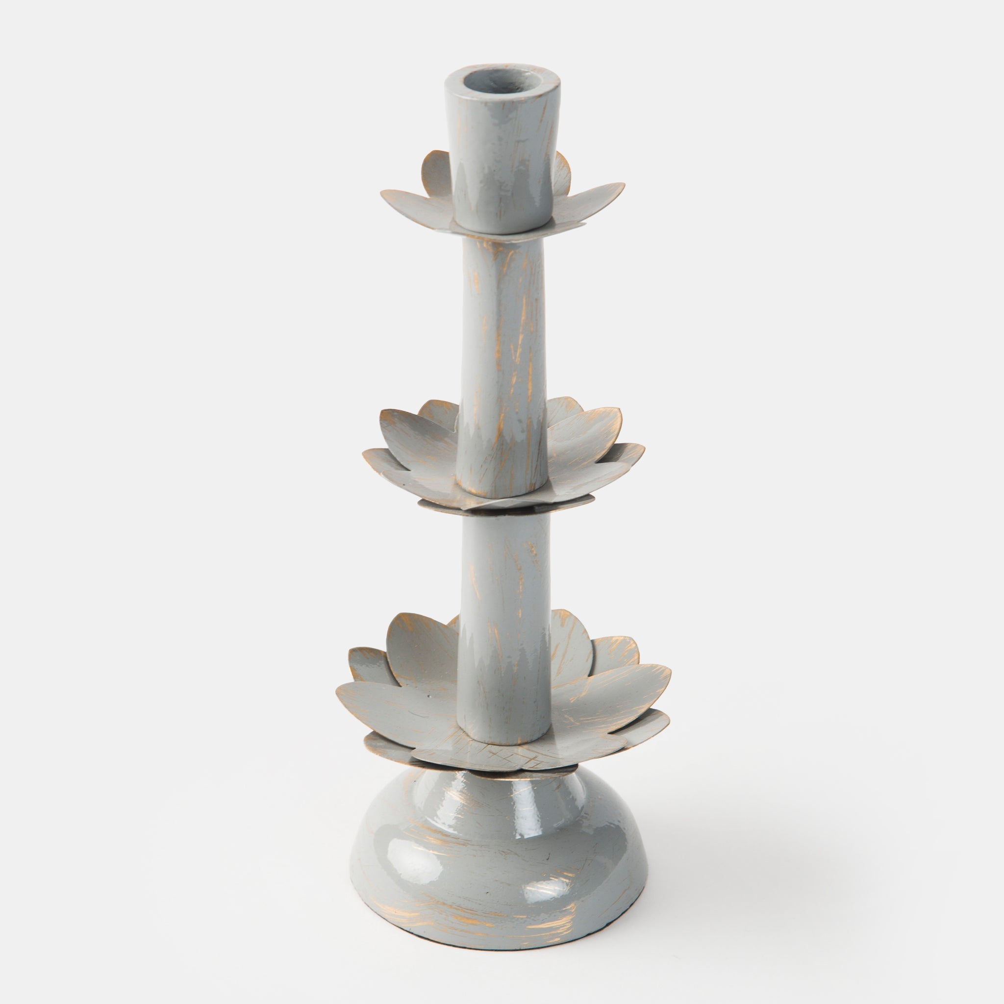 Lotus Bloom Tapered Aluminum Candleholder