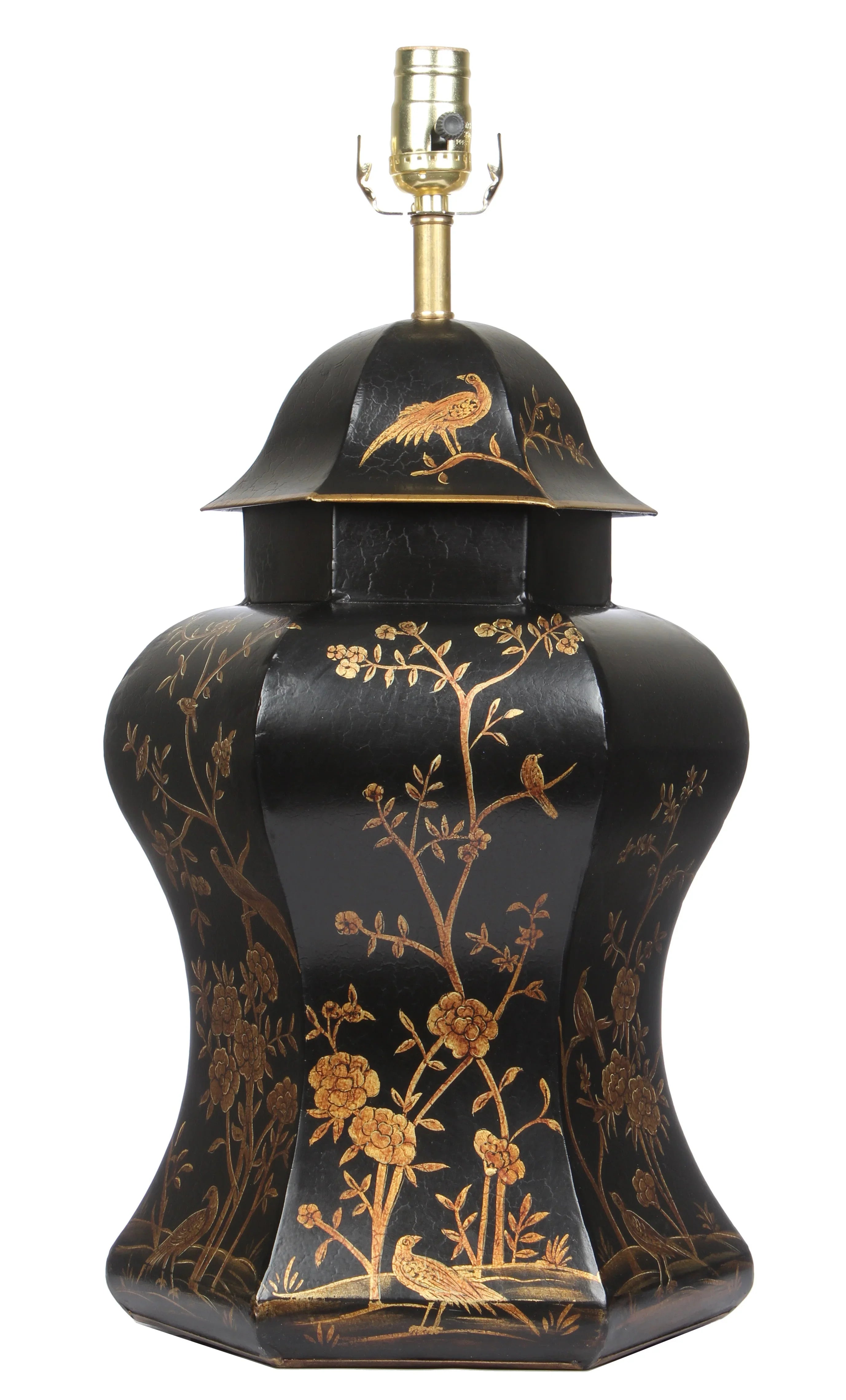 Black & Gold Scalloped Hexagon Lamp - The Mayfair Hall