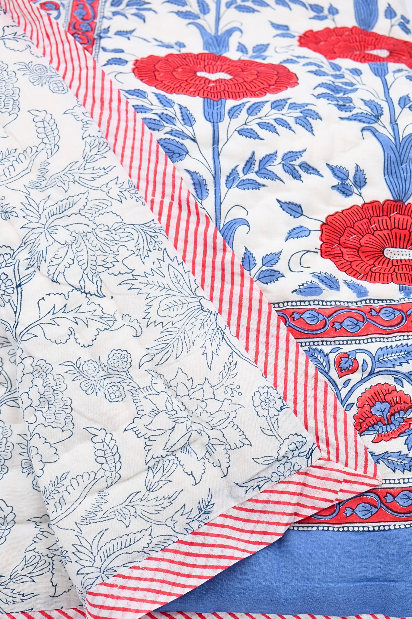 Araminta Block Print Reversible Cotton Quilt