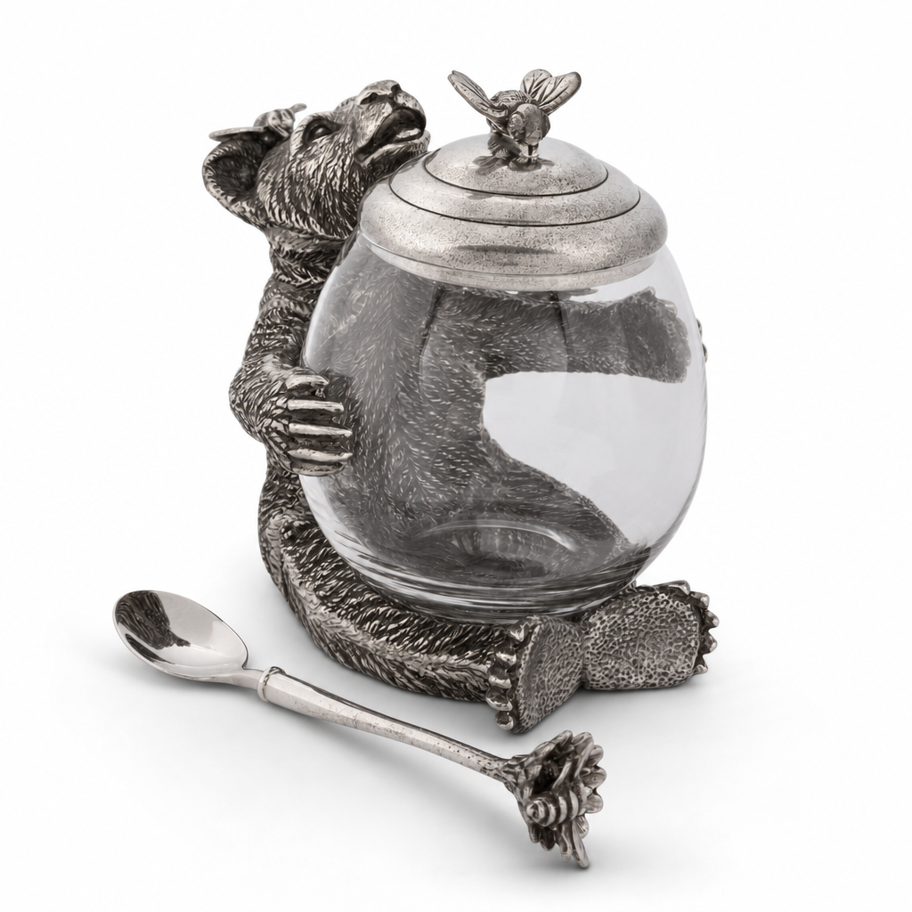 Pewter Bear Honey Pot