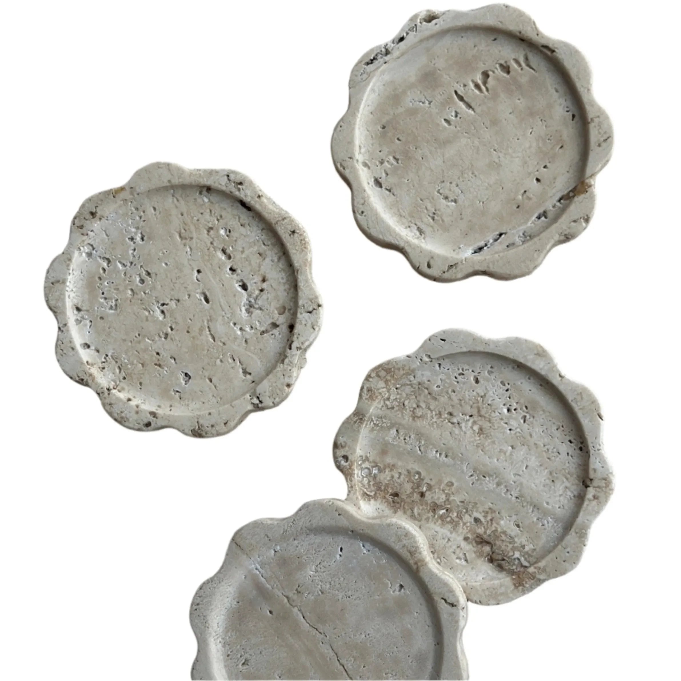 Marble Sun Coaster Set in Travertine - The Mayfair Hall