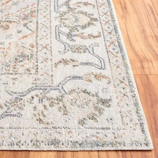 Baltimore Polyester Rug in Light Gray and Rust - The Mayfair Hall