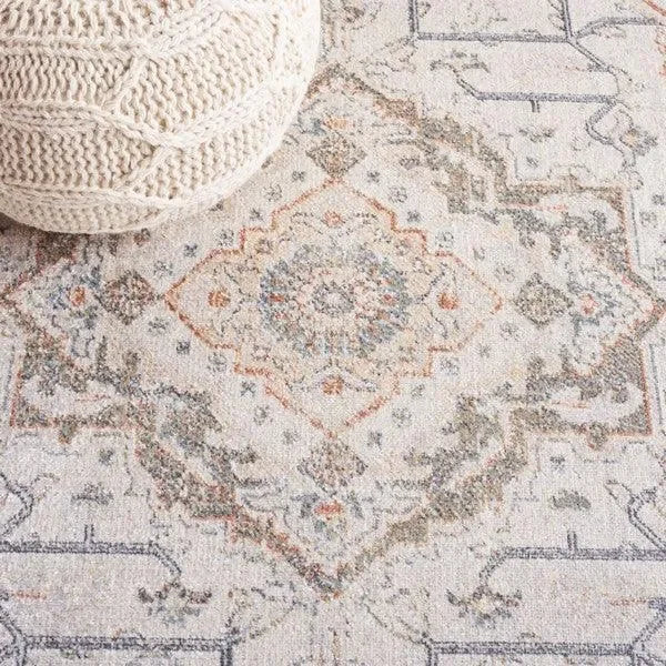 Baltimore Polyester Rug in Light Gray and Rust - The Mayfair Hall