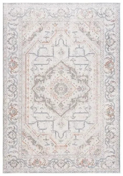 Baltimore Polyester Rug in Light Gray and Rust - The Mayfair Hall