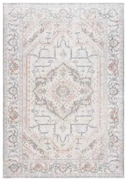 Baltimore Polyester Rug in Light Gray and Rust - The Mayfair Hall