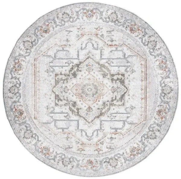 Baltimore Polyester Rug in Light Gray and Rust - The Mayfair Hall