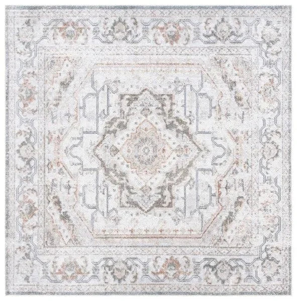 Baltimore Polyester Rug in Light Gray and Rust - The Mayfair Hall