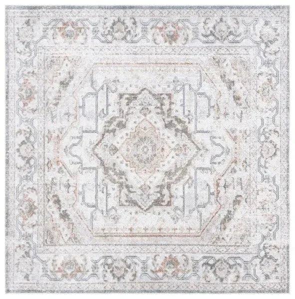 Baltimore Polyester Rug in Light Gray and Rust - The Mayfair Hall