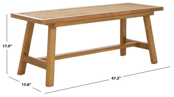 Henrik Wood & Rattan Cane Bench in Natural