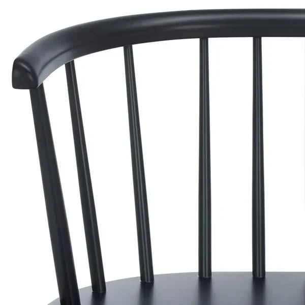 Blanchard Wood Bench in Matte Black with Curved Spindle Back