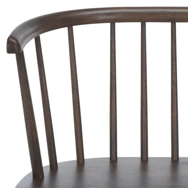 Blanchard Wood Bench in Dark Walnut with Curved Spindle Back - The Mayfair Hall