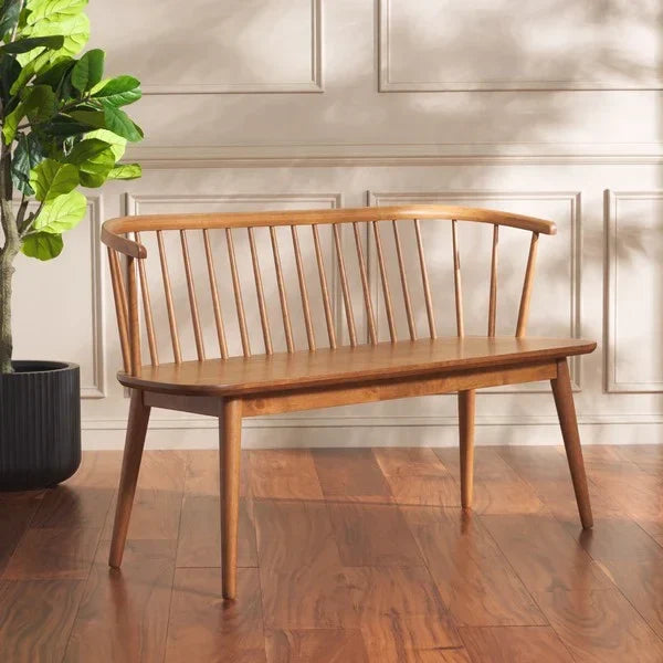Blanchard Wood Bench in Honey with Spindle Back - The Mayfair Hall