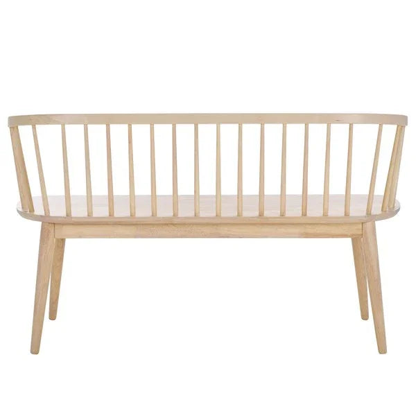 Blanchard Wood Bench in White-Washed with Spindle Back - The Mayfair Hall