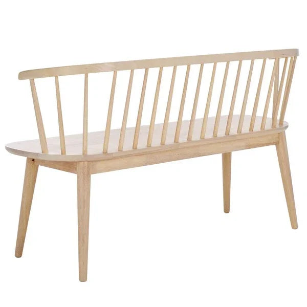 Blanchard Wood Bench in White-Washed with Spindle Back - The Mayfair Hall