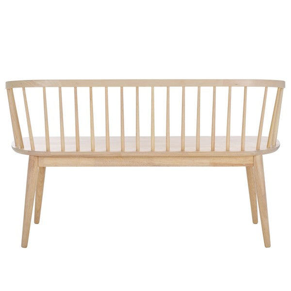 Blanchard Wood Bench in White Wash with Spindle Back