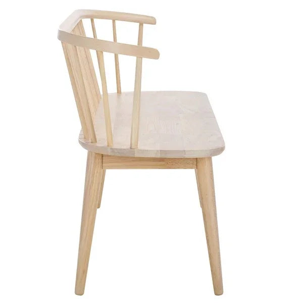 Blanchard Wood Bench in White-Washed with Spindle Back - The Mayfair Hall