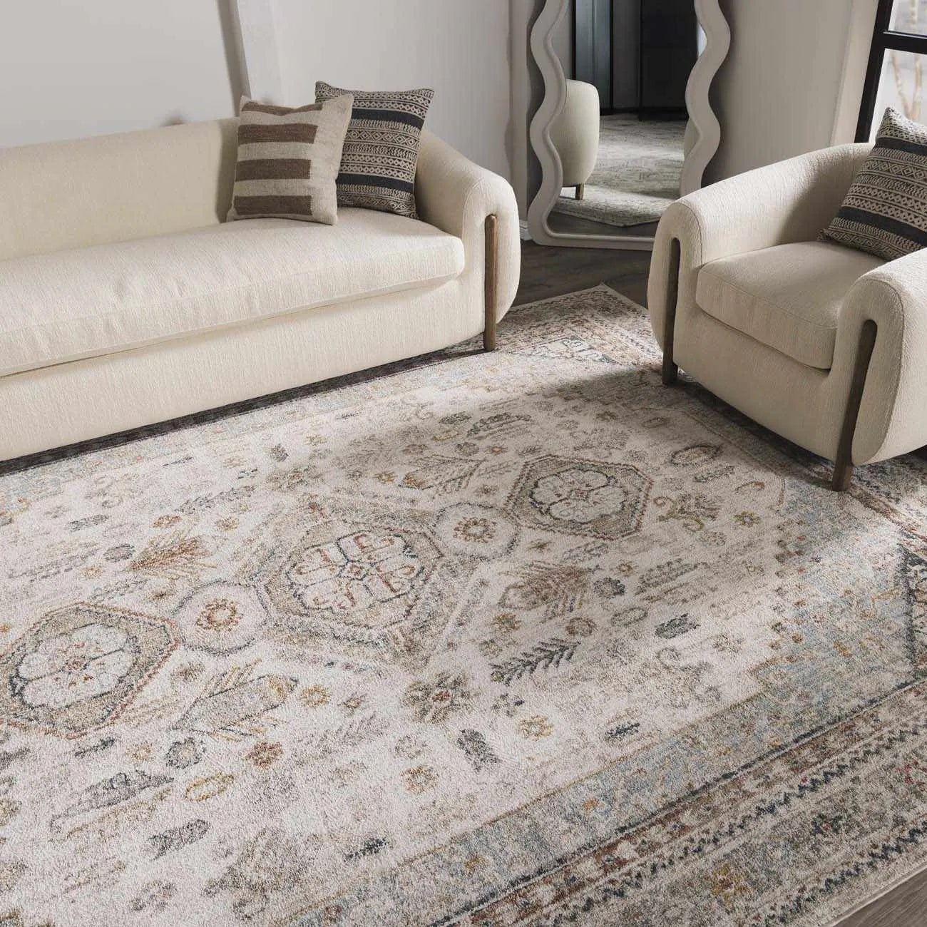 Kouta Cream and Light Gray Area Rug