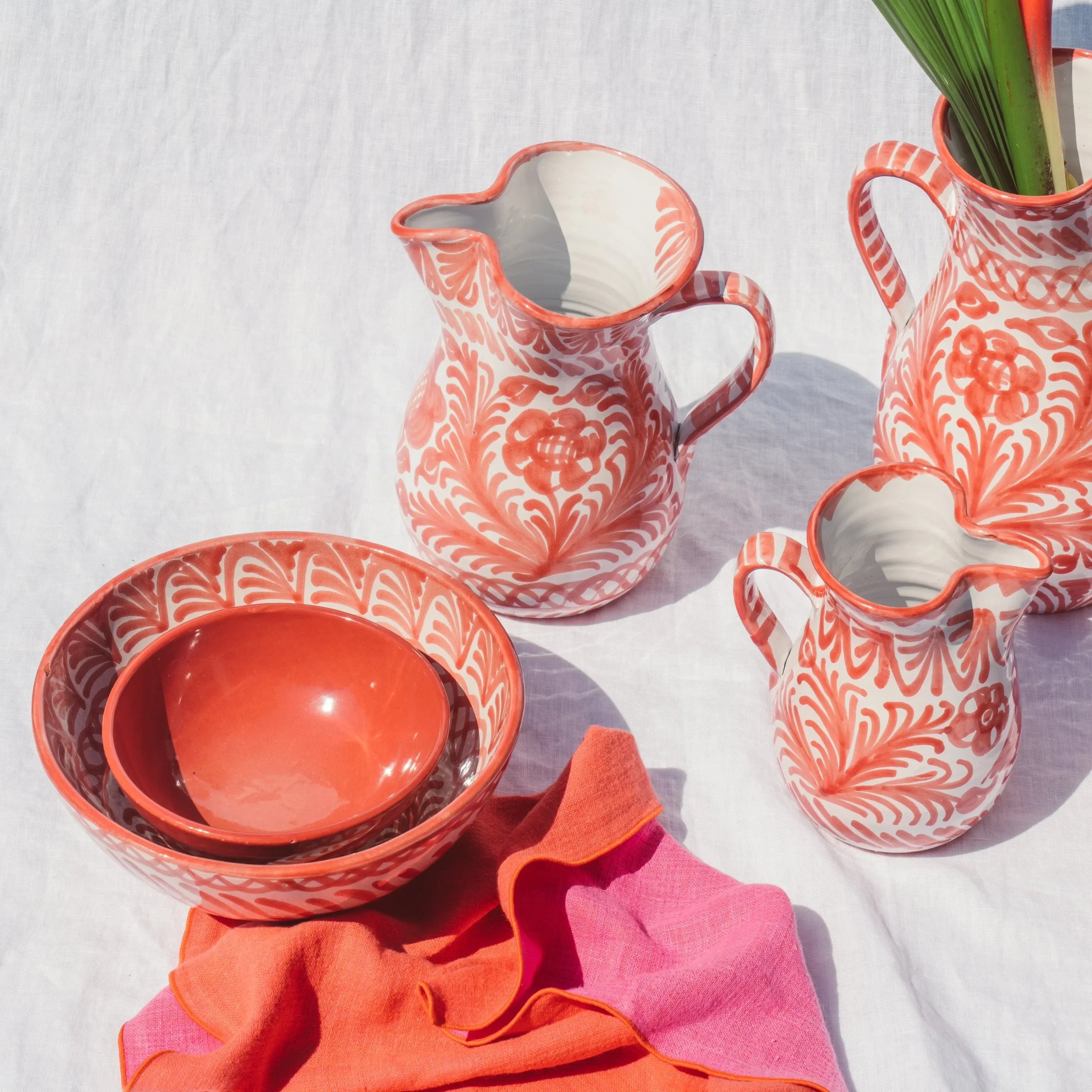 Medium pitcher with hand painted designs - The Mayfair Hall