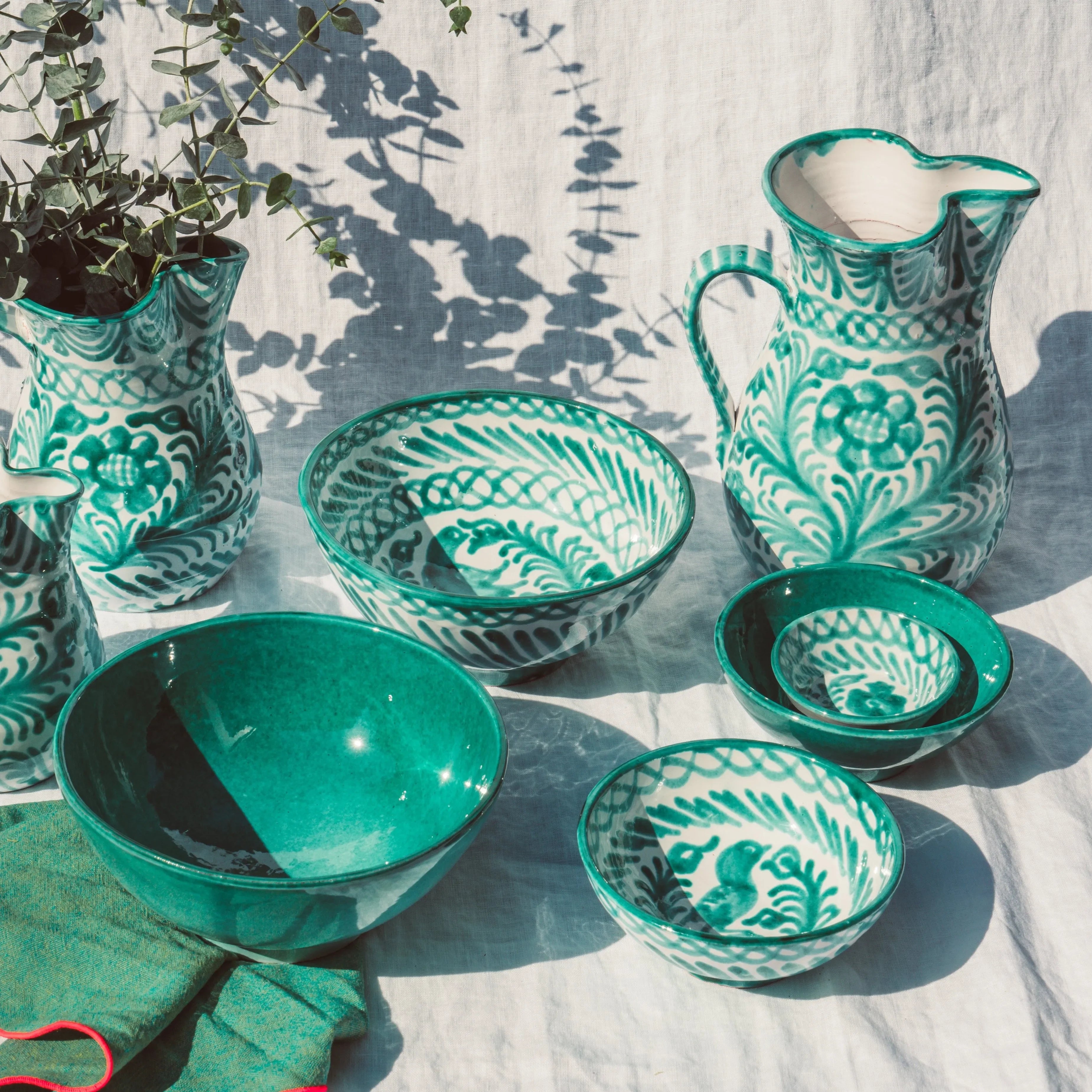 Large pitcher with hand painted designs - The Mayfair Hall