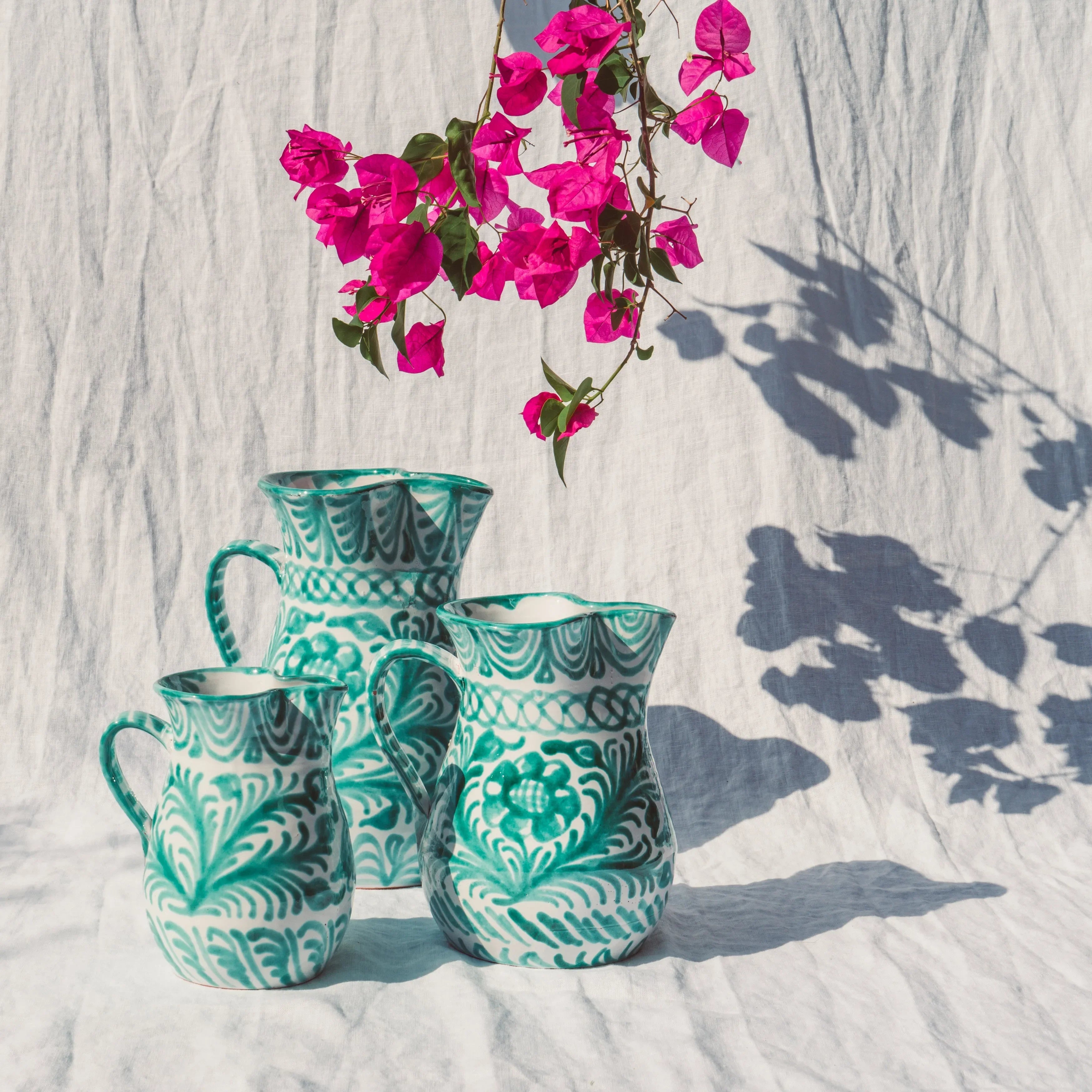 Medium pitcher with hand painted designs - The Mayfair Hall