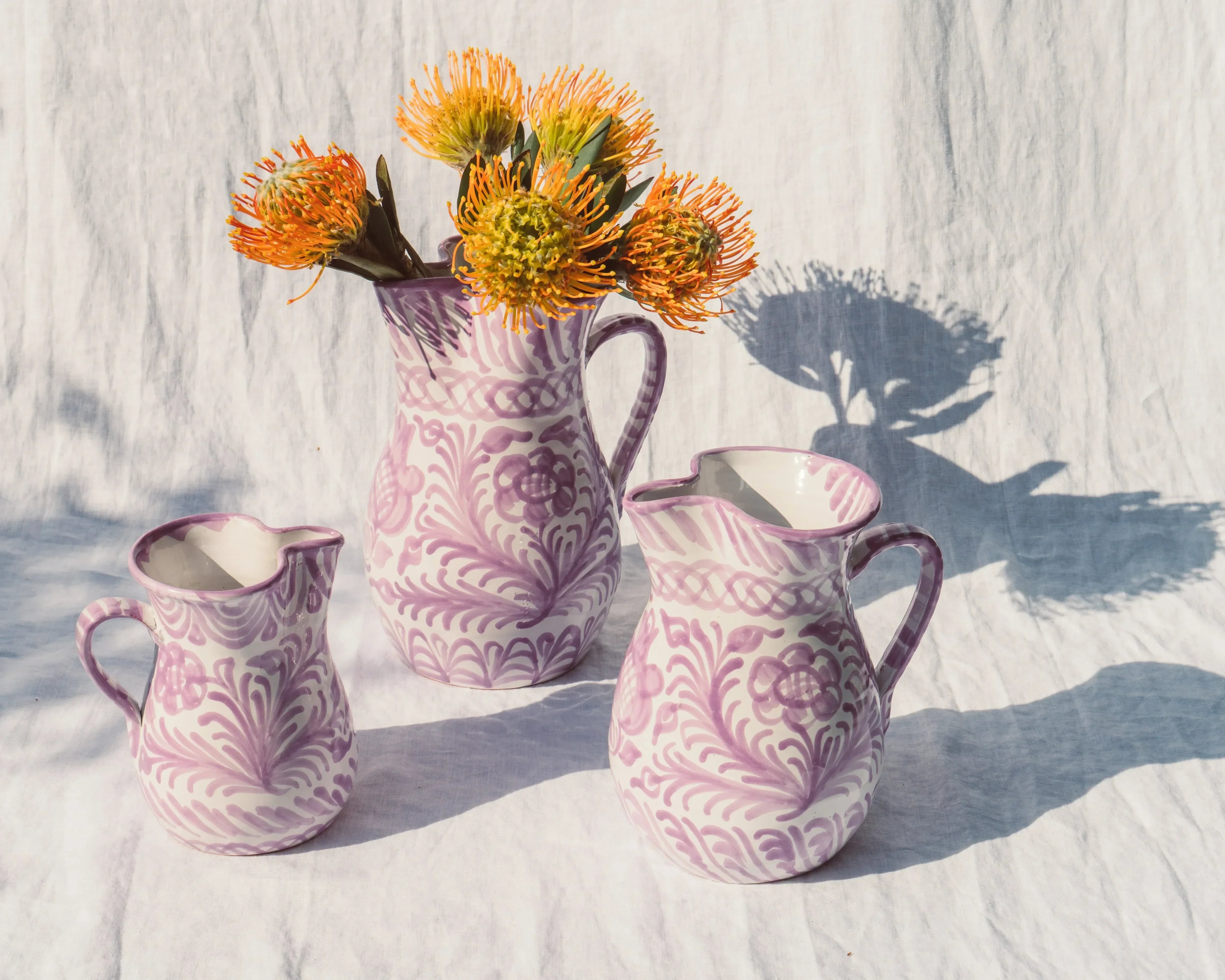 Large pitcher with hand painted designs - The Mayfair Hall
