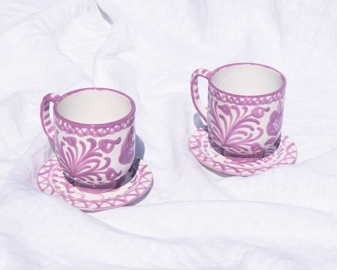 Mug with hand painted designs