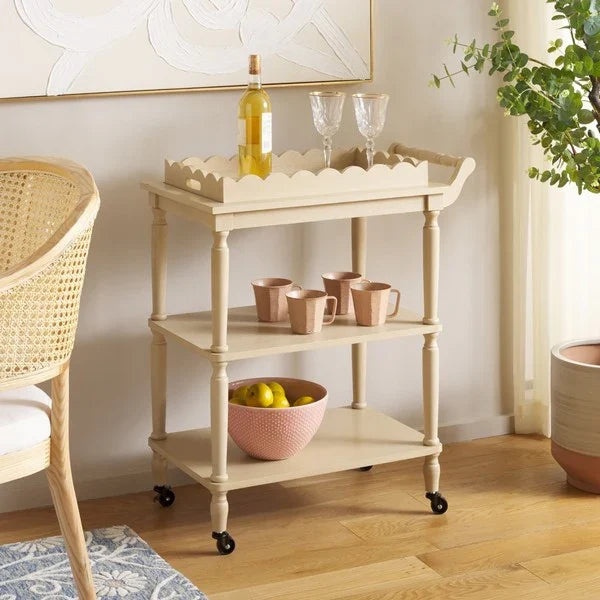 Haven 3 Tier Wood Dining Cart in Natural