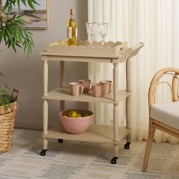 Haven 3 Tier Wood Dining Cart in Natural