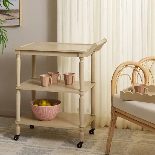 Haven 3 Tier Wood Dining Cart in Natural