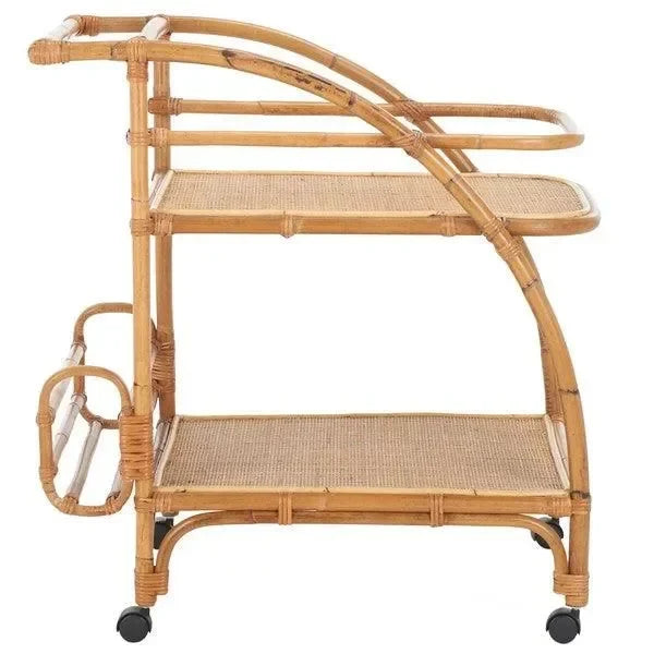 Treise Rattan Bar Cart in Natural - The Mayfair Hall