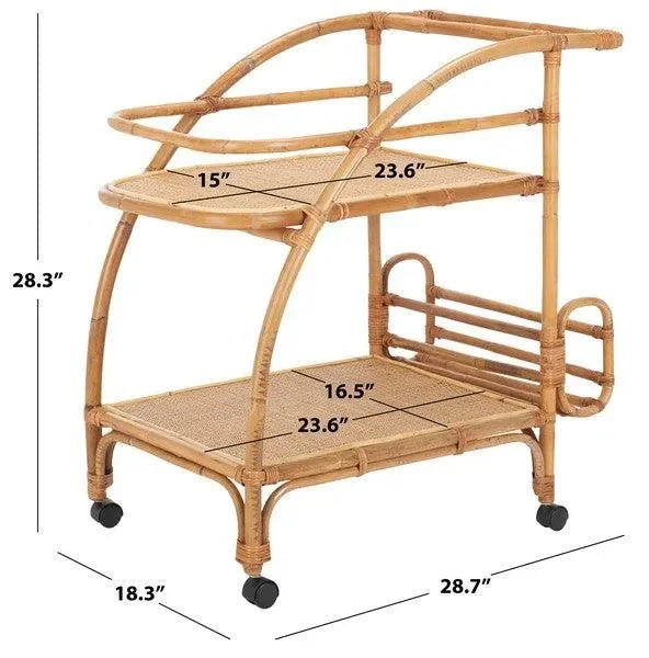 Treise Rattan Bar Cart in Natural - The Mayfair Hall