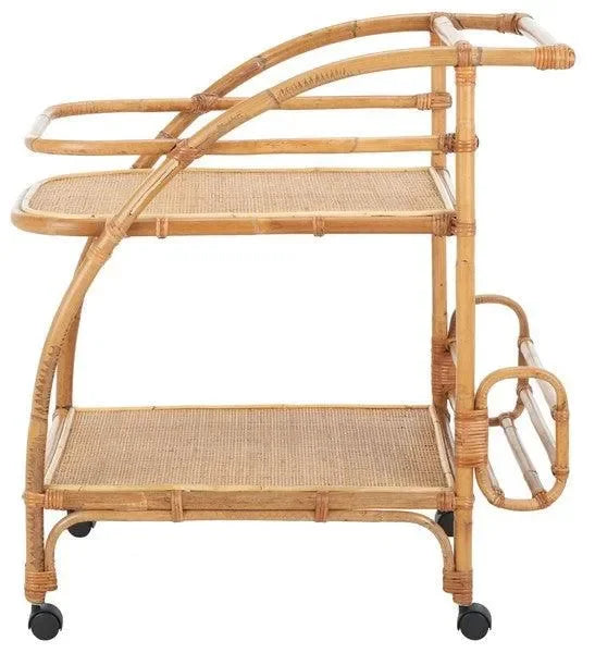 Treise Rattan Bar Cart in Natural - The Mayfair Hall
