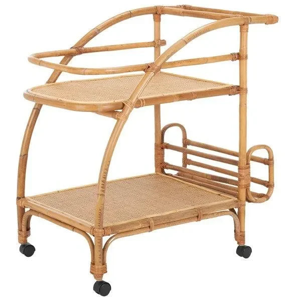 Treise Rattan Bar Cart in Natural - The Mayfair Hall