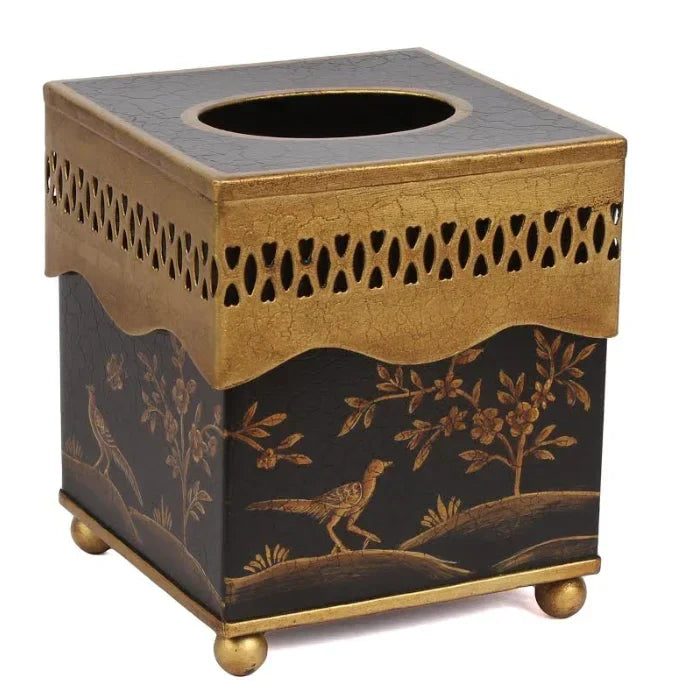 Black & Gold Pierced Tissue Holder - The Mayfair Hall