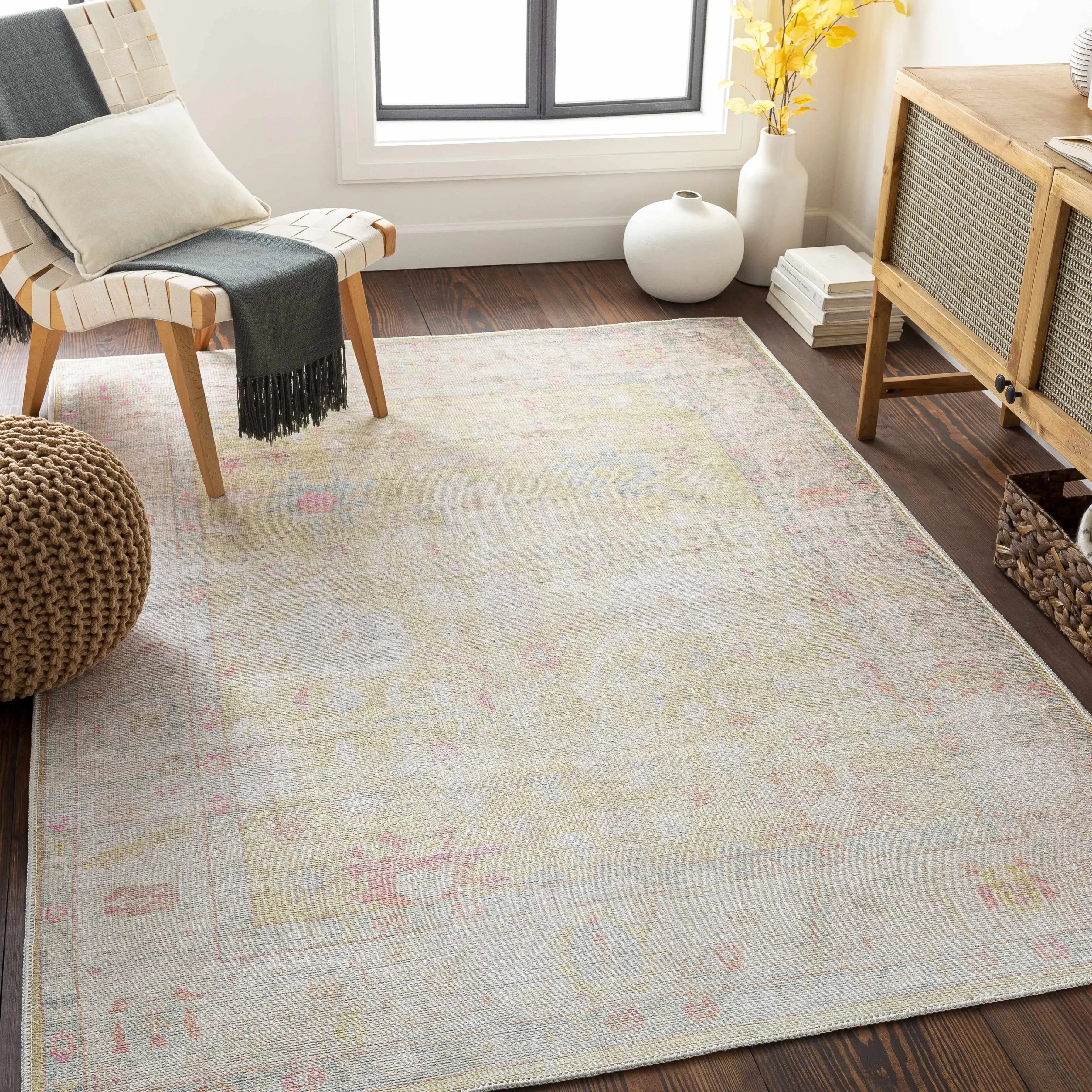 Bozkurt Distressed Washable Rug - The Mayfair Hall