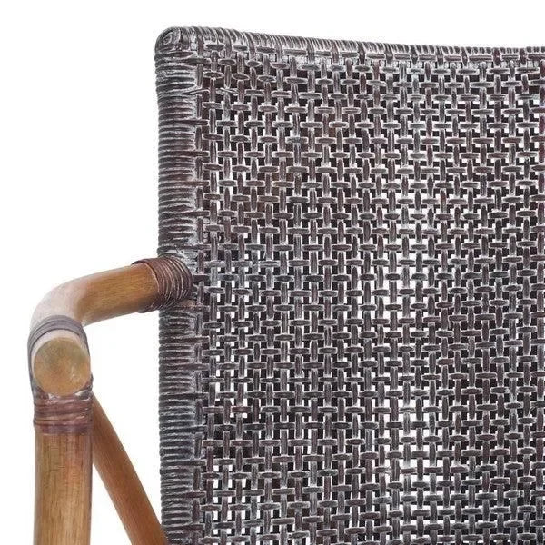 Gianni Rattan Counter Stool in Brown with Wooden Legs - The Mayfair Hall