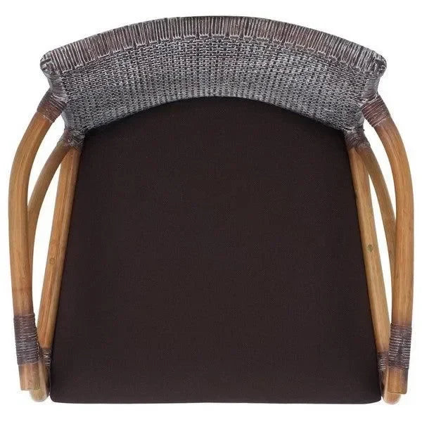 Gianni Rattan Counter Stool in Brown with Wooden Legs - The Mayfair Hall