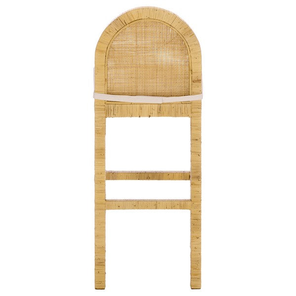 Tojo Cane Round Back Bar Stool in Natural and White