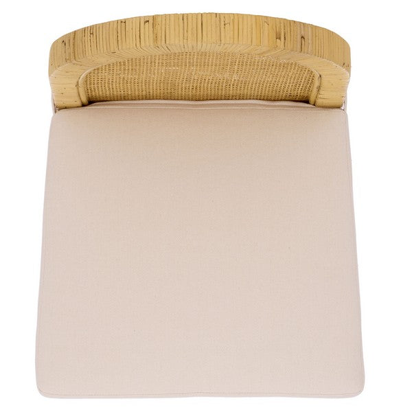 Tojo Cane Round Back Bar Stool in Natural and White