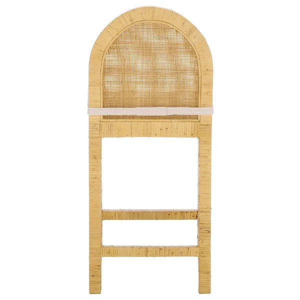 Tojo Cane Roundback Counter Stool in Natural and White