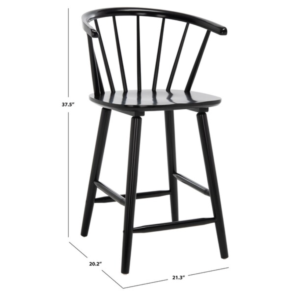 Blanchard Counter Stool in Black with Backrest (Set of 2)