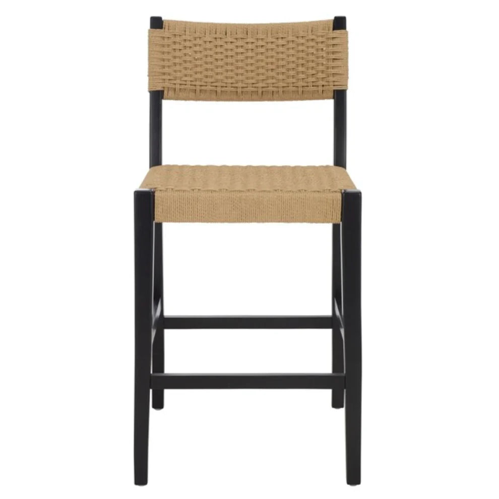 Dutton Counter Stool in Natural and Black with Woven Paper Cord Seat