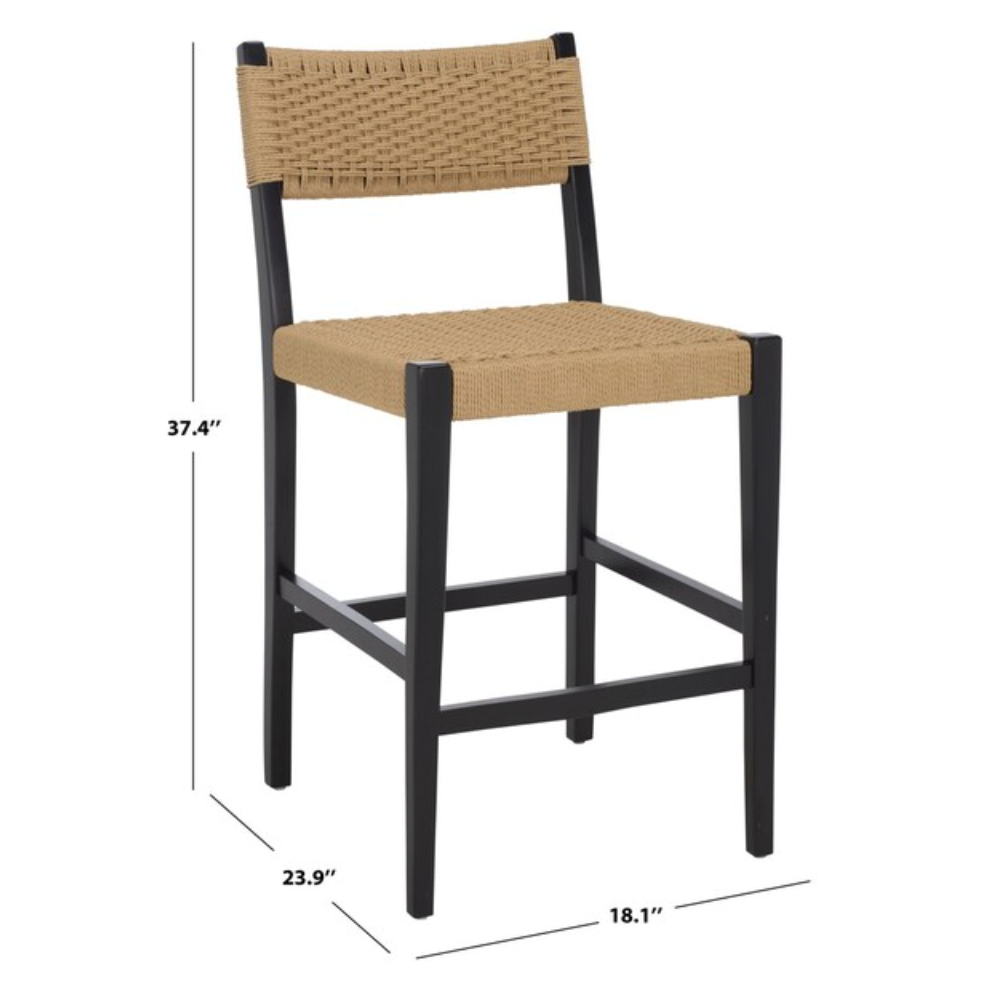 Dutton Counter Stool in Natural and Black with Woven Paper Cord Seat