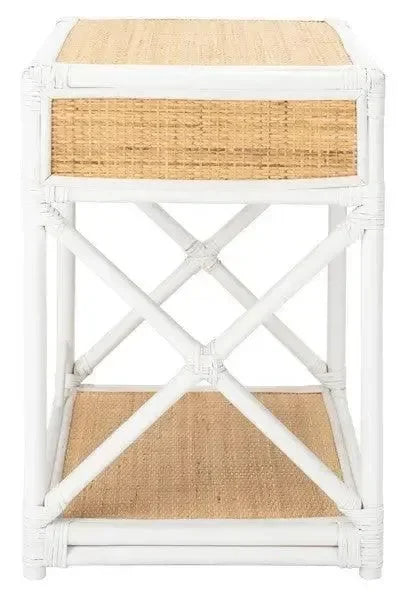 Bali Wood Nightstand in White and Natural - The Mayfair Hall