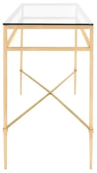 Baumgarten Glass Console Table in Antique Gold - The Mayfair Hall