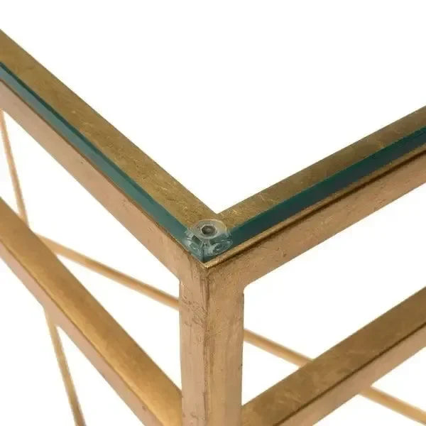 Baumgarten Glass Console Table in Antique Gold - The Mayfair Hall