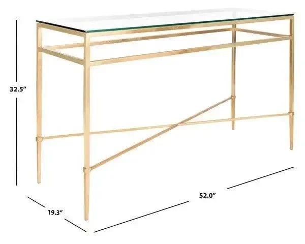 Baumgarten Glass Console Table in Antique Gold - The Mayfair Hall