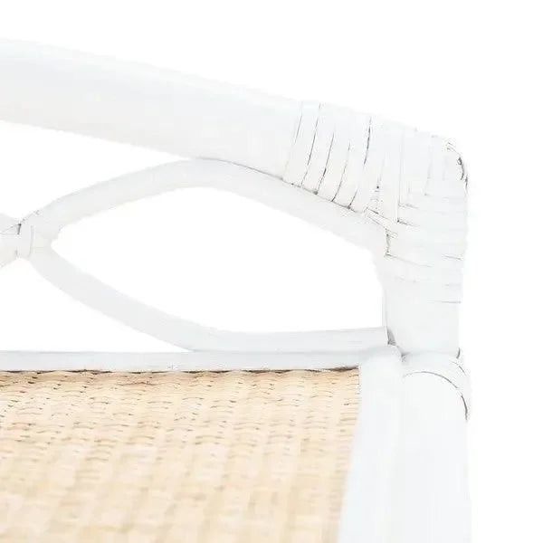 Bea Rattan Nightstand in White and Natural - The Mayfair Hall