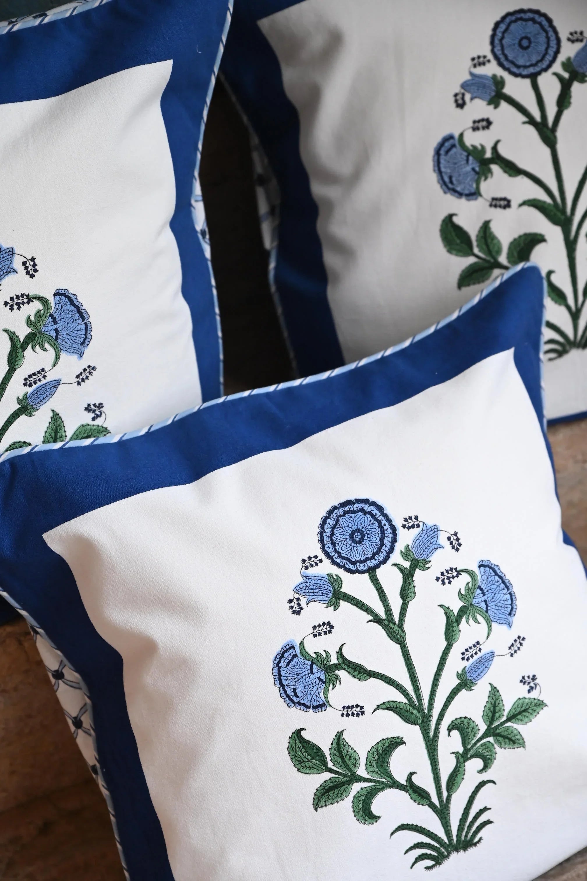 Cobalt Botanical Study Pillow - The Mayfair Hall